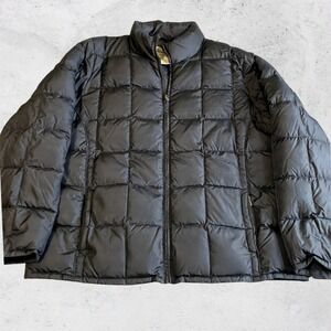 Eddie Bauer Coat Womens XL Black Down Puffer Jacket Full Zip Quilted Winter Warm